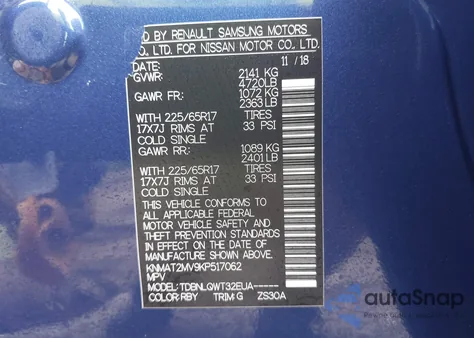 2019 Nissan Rogue Sv from USA, damaged, VIN KNMAT2MV9KP517062